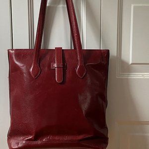 Ann Taylor red leather work bag